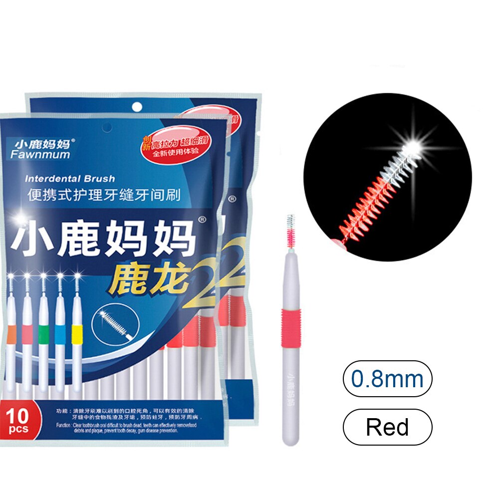 10 Stuks Rager Twee-Kleur Haren Volwassen Tandenborstel L-Vorm Tandenstokers Bretels Borstel Schoon Tand Oral Care tool: 0.8MM