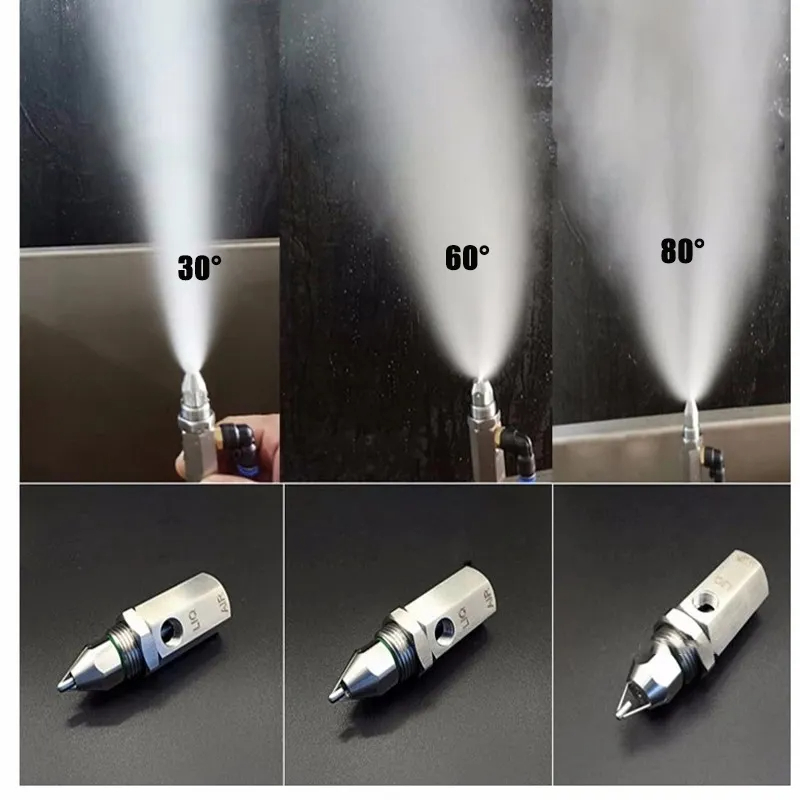 Air Atomizer Spray Nozzle, Ultrasonic Dry Fog, Super Fine Mist Atomizing, Dust Removal, SS304 Stainless Steel,