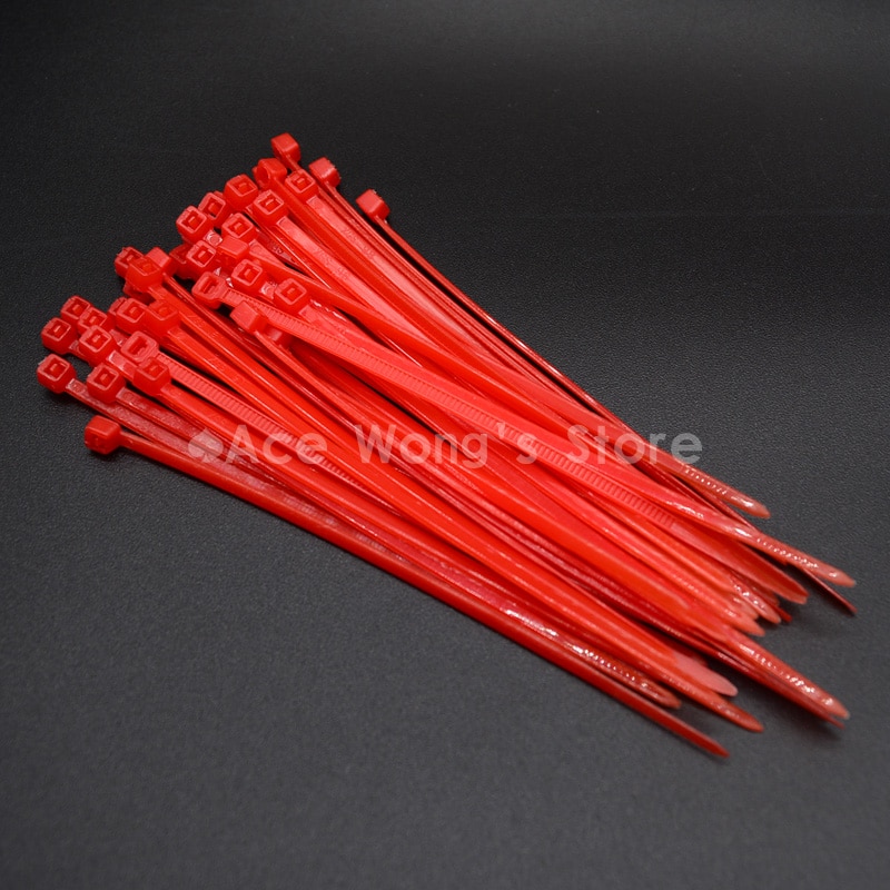100 Stks/pak 3*100mm breedte 2.5mm Rode Fabriek Standaard zelfsluitende Plastic Nylon Kabelbinders, Wire Zip Tie