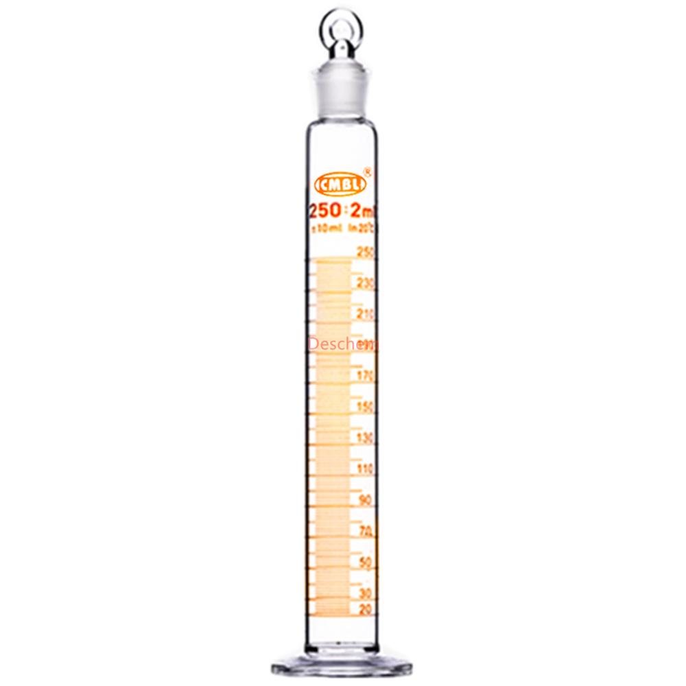 250ml Ground Joint Measuring Cylinder With Glass Stopper Boro Labware