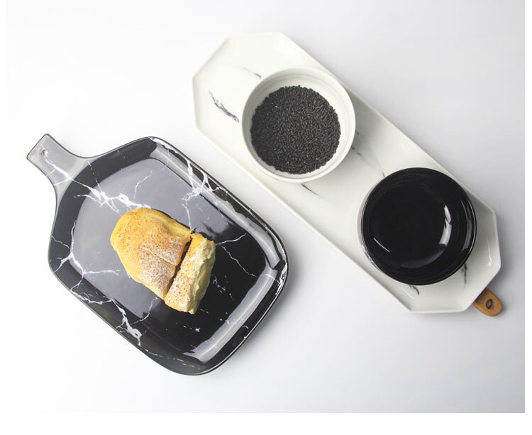 Marmer Patroon Keramische Servies Porselein Plaat Schotel Schotel Kom Cutter Board Servies Set