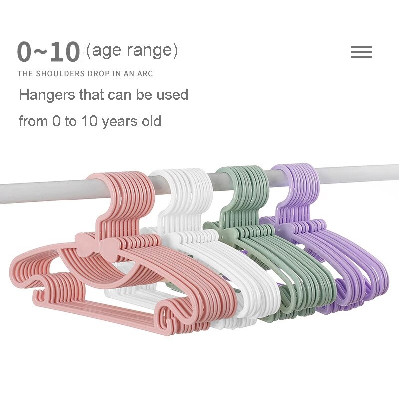 10pcs Kids Clothes Hanger Racks Portable Plastic Display Hangers Windproof Children Coats Hanger Baby Clothing Organizer