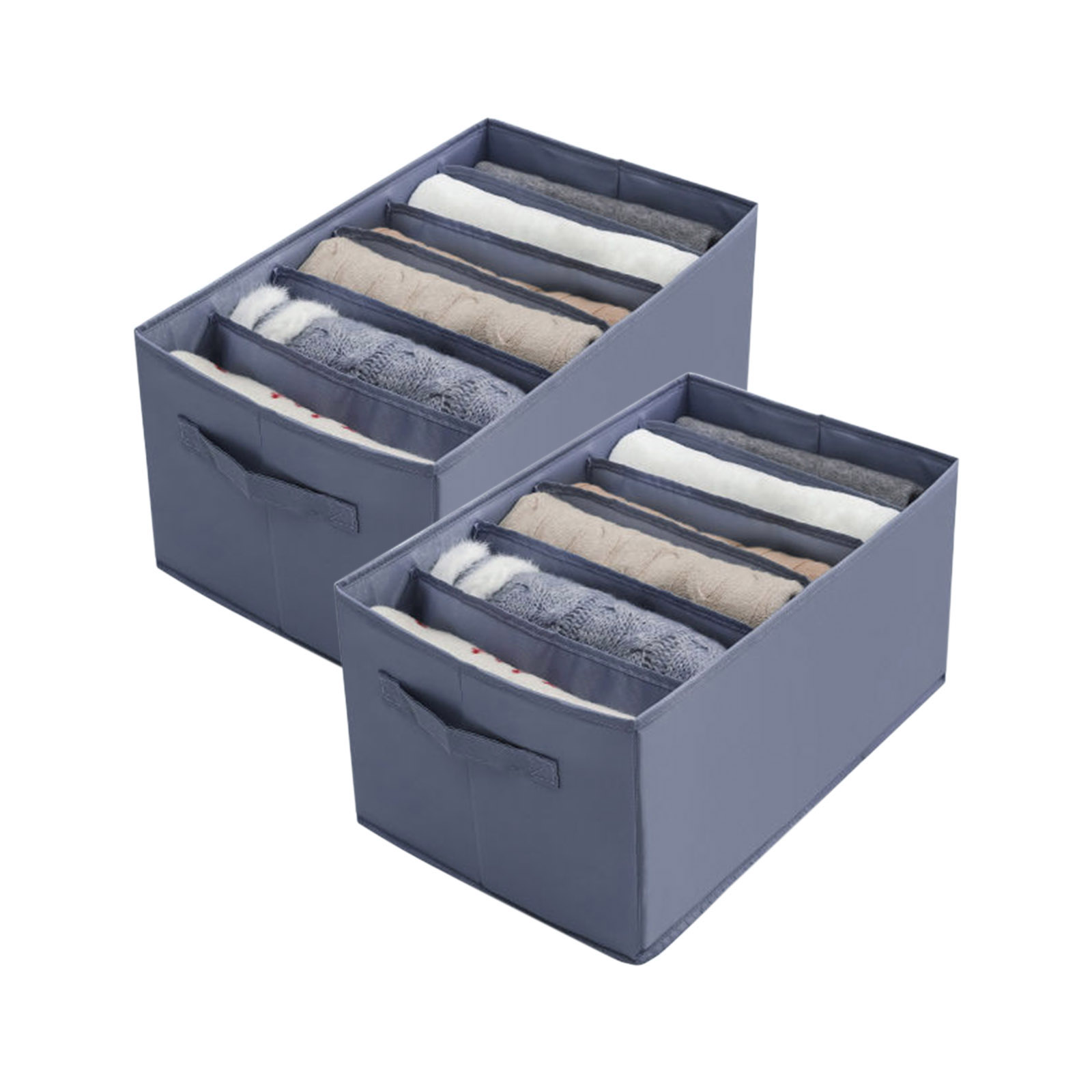 2PCS Wardrobe Clothes Drawer Storage Organizer Clothing 6 Grids Washable Foldable Closet Divider Laundry Underwear Cabinet Box: 2PC grey 23x44x22cm