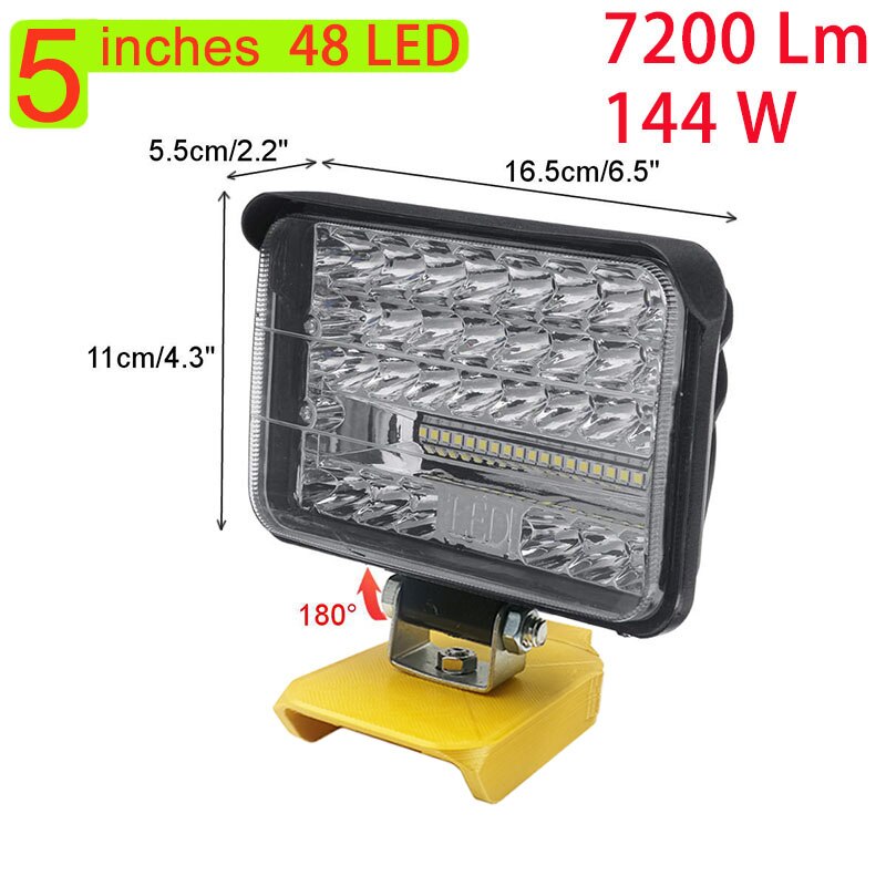 Car LED Work Lights Flashlights Electric Torch Spotlight For Dewalt XR FlexVolt 18V 20V 60V Li-ion Battery DCB183 DCB206 DCB609