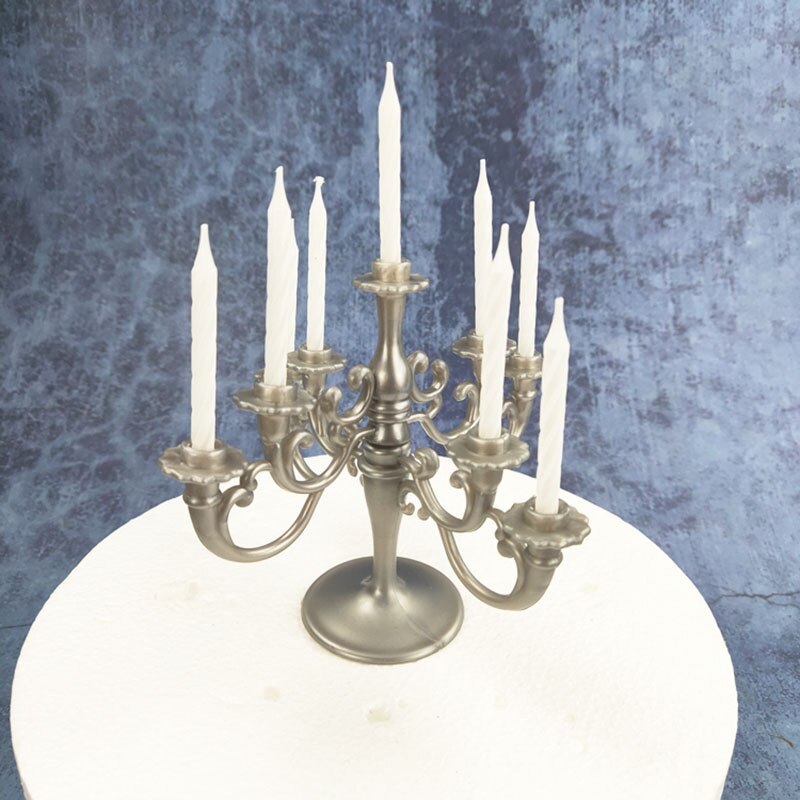 Candelabros de plástico HeyMamba para decoración superior de pastel con vela para niños y adultos, juego de candelero colorido para fiestas de cumpleaños