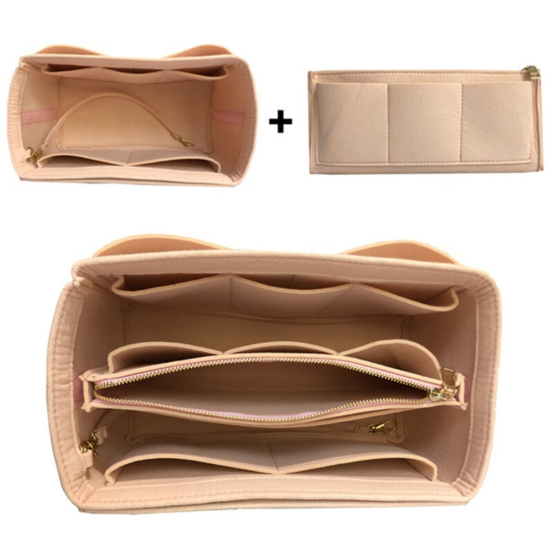 Popular Women's Makeup Organizer Felt Cloth Insert Bag Multi-functional Travel Cosmetic Bag Girl Storage Toiletry Liner Bags