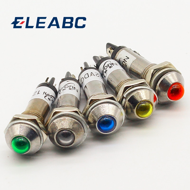 5PCS signal light 8mm pilot lamp signal light 12V 24V 220V LED indicator light