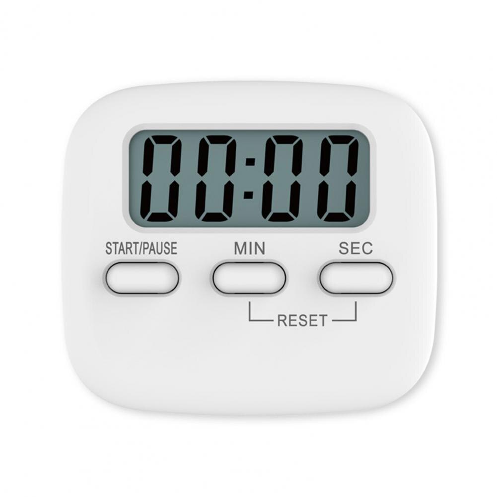 Electronic Digital Timer Magnetic LCD Screen Countdown Alarm Clock Timer Kitchen Timer Reminder temporizador тарелки для еды: White