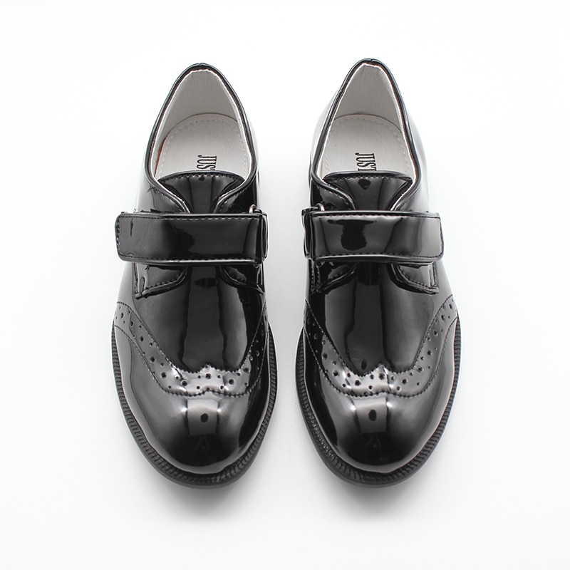 Enfants garçons noir brevet richelieu chaussures formel Smart crochet & boucle garçons enfants formel Smart boucle mariage Page garçon chaussure