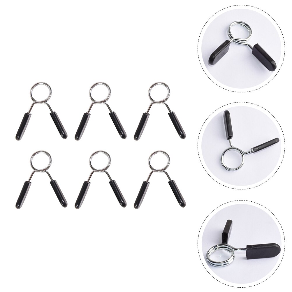 6Pcs Weightlifting Accessory Spring Clip Collars for Weight Bar Dumbbell Handle