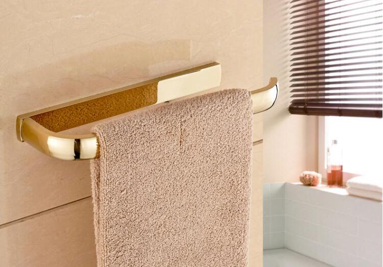 Badkamer Accessoires Set, Gouden Vierkante Papier Houder, Handdoek Bar, Zeep mand, Handdoekenrek, glas Plank Messing badkamer Hardware set: towel ring