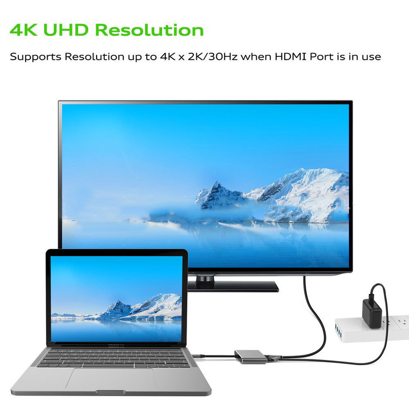 4K 3in1 Tragbare Konverter Adapter USB Hub Aluminium USB 3.1 Typ-C zu HDMI/USB 3.0/USB-C Multiport Adapter Für Macbook Adapter