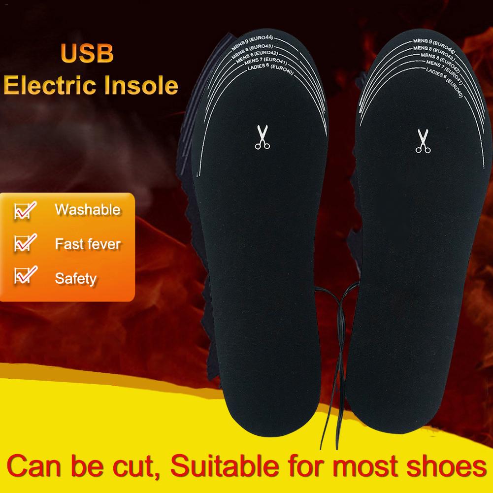 Usb opvarmede sko indersål komfortable bløde elektriske opvarmede sko indlægssåler vinter udendørs sports fødder opvarmning indlægssåler 1 par