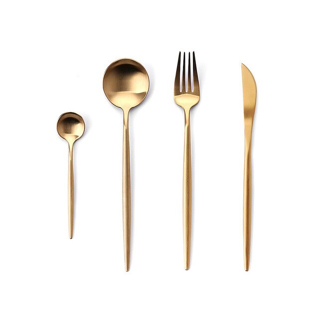 eins Stil nordisch Haushalt Besteck einstellen 304 Edelstahl einstellen Messer Und Gabel Kasten Kaffee Löffel Küche Nachtisch: Gold