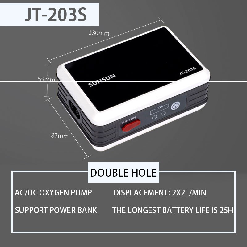 Outdoor aerator oxygenator Sensen AC and DC dual-use rechargeable oxygen pump dedicated for fishing Battery Air Compressor: JT-203S