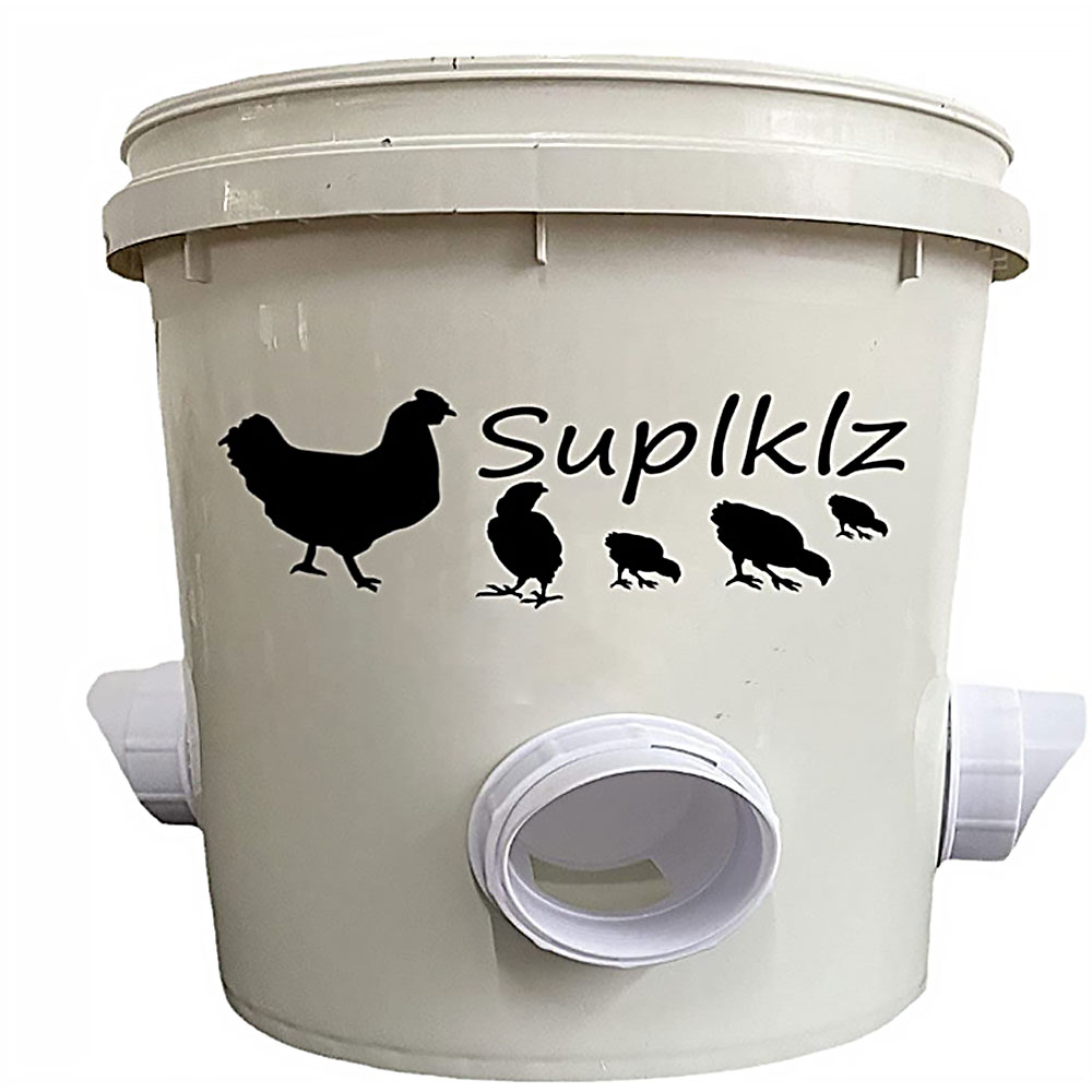 Chicken Feeder DIY Rain Proof Poultry Feeder Port Gravity Feed Kit For Buckets Barrels Drums Buckets Troughs