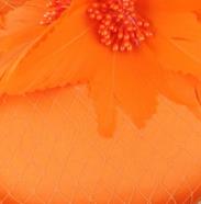 Satin Green Wedding Fascinator Hat Bridal Headpiece With Fancy Feather Hair Accessories Formal Chuch Occasion: orange