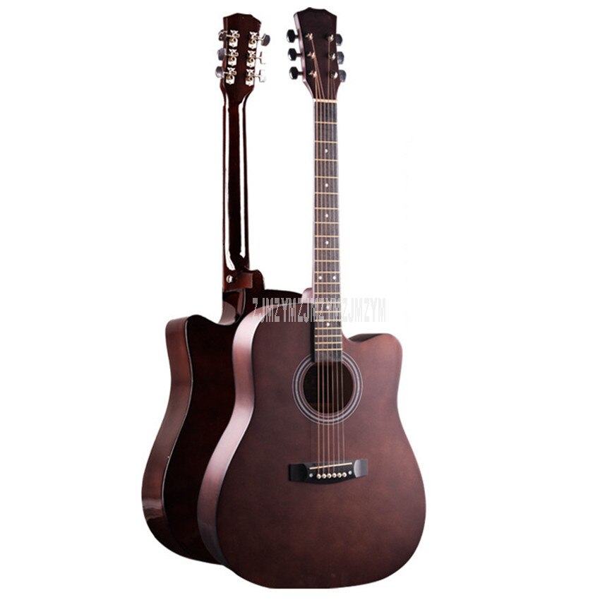 Guitare acoustique Folk en bois massif, 6 cordes, 41 pouces, avec sac, pour débutant, amateur d&#39;instruments de musique, , 1 pièce: coffee color