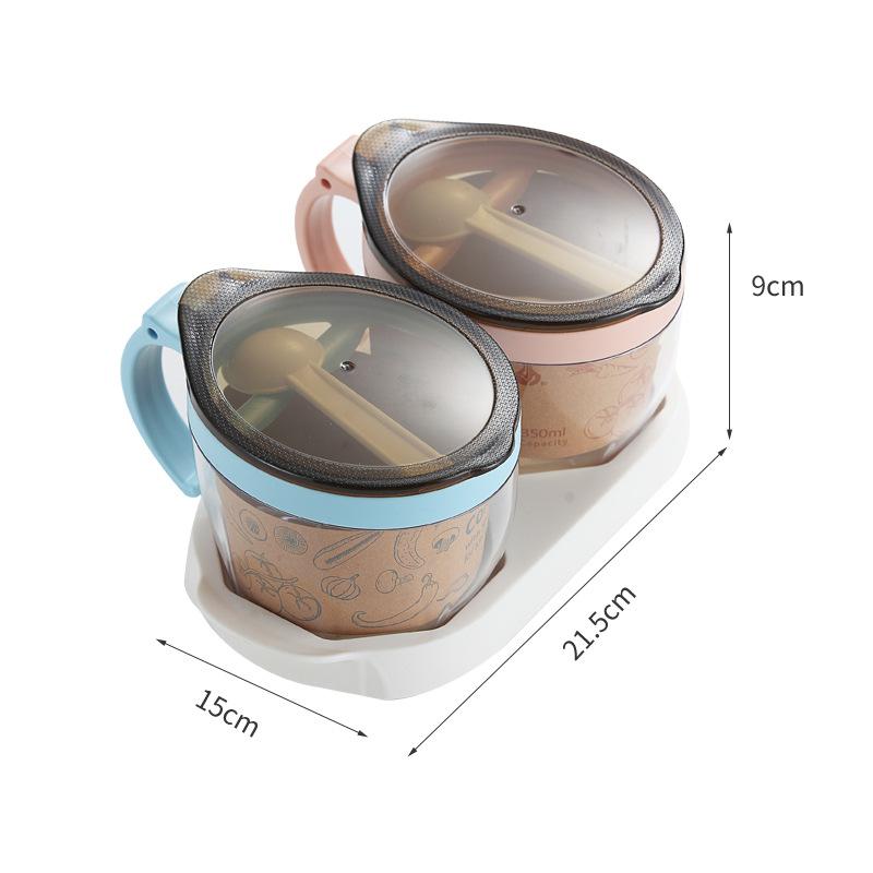 Household Seasoning Box Set Simple Seasoning Pot Kitchen Supplies With Seasoning Tools: 2 pink blue