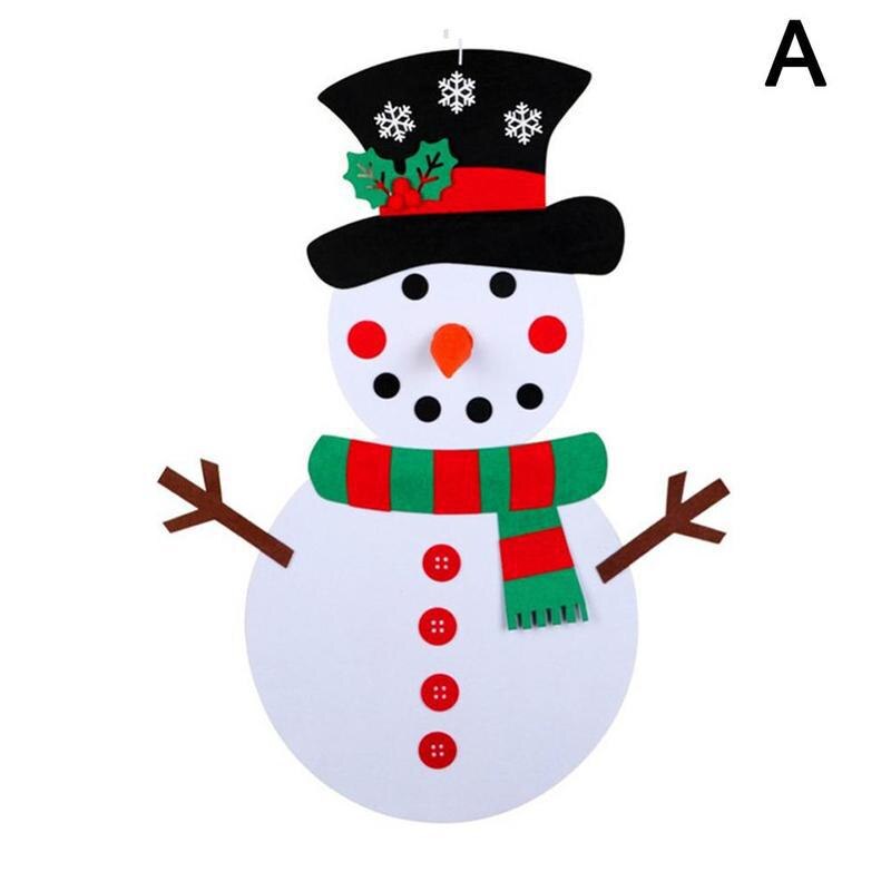 DIY Felt Snowman Christmas Year Kids Toys Decorations for Hanging Door Kit Wall Christmas Ornaments: red