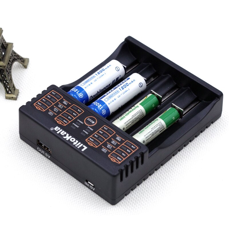 LiitoKala Lii-500S Lii-402 Battery Charger - LCD Display, USB Output, Quick Charge for 18650 3.7V NiMH Lithium Batteries