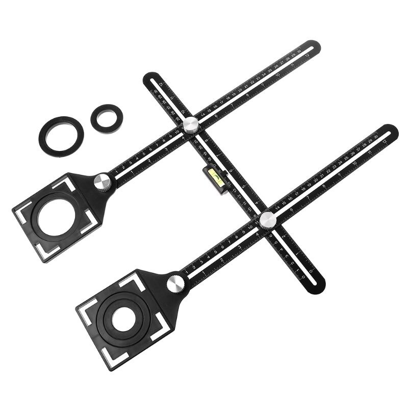 Aluminum Alloy Multi Angle Measuring Six-Fold Ruler Positional Locator Universal Trepanning Lineation Tile Glass Punching Tool