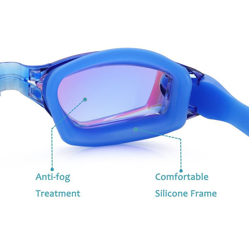 Zwembril Zwemmen Oordopjes Hd Anti-Fog Uv Siliconen Bril Galvaniseren Clear Bril Professionele Waterdichte Bril