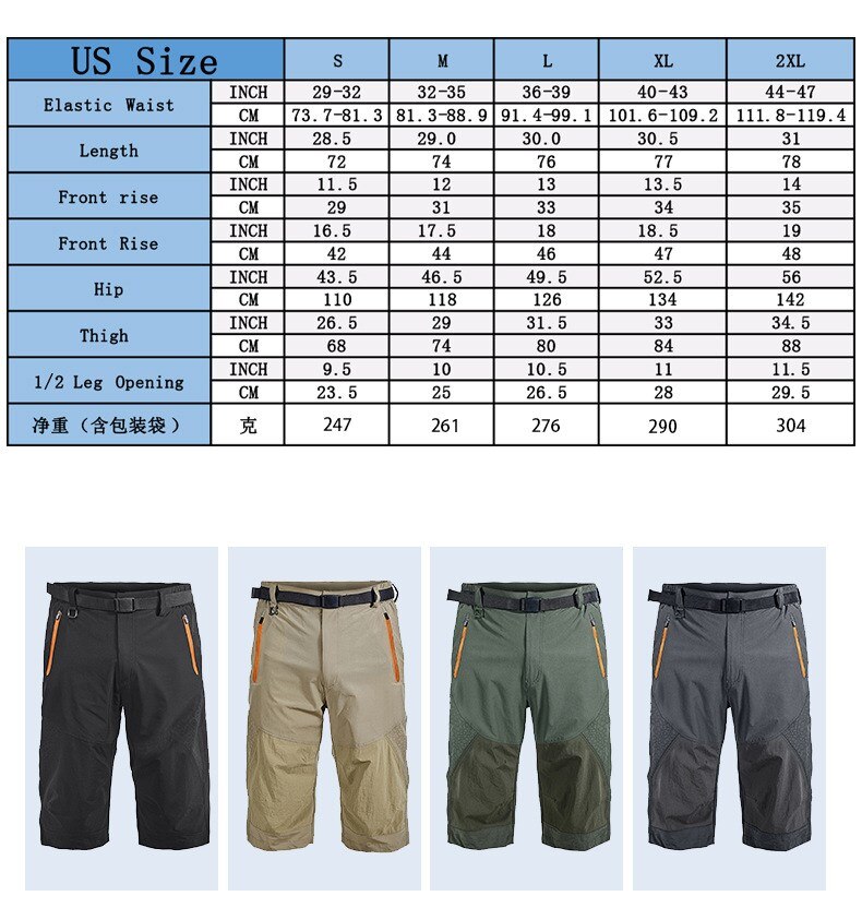 Plus size herre quick dry shorts sommer utendørs tynn pustende tur rideshorts løs rett strand sportsshorts us str.