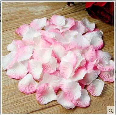 5000 stk / parti 5*5cm silke rosenblade til bryllup dekoration, romantiske kunstige rosenblade bryllup blomst rose blomst: Lyserød og hvid