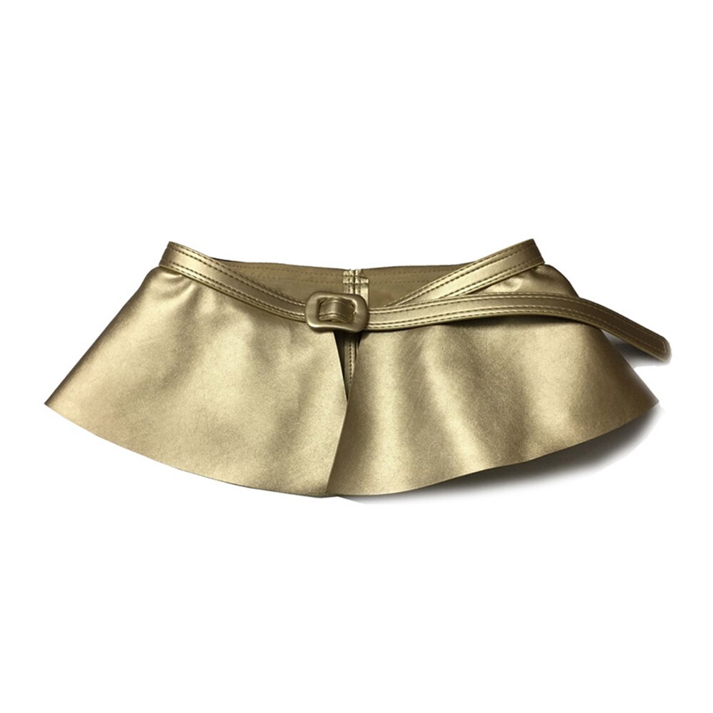 Cinturón dorado ancho de cuero PU, falda con volantes, Corset, cinturones decorados de Metal, faja para vestido de mujer: Plain gold