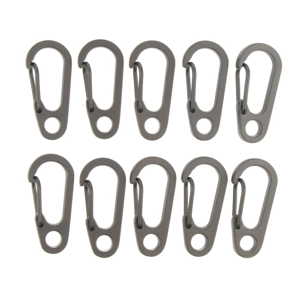 10Pcs Mini Snap Spring Clip Hook Carabiners Outdoor Camping Tool Keychain Gray, Strong and Durable