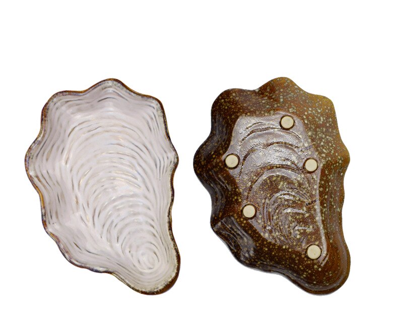 Vaisselle en céramique, assiette de forme spéciale, assiette à coquille, assiette en forme de plat, assiette à salade de fruits de personnalité créative: pearl