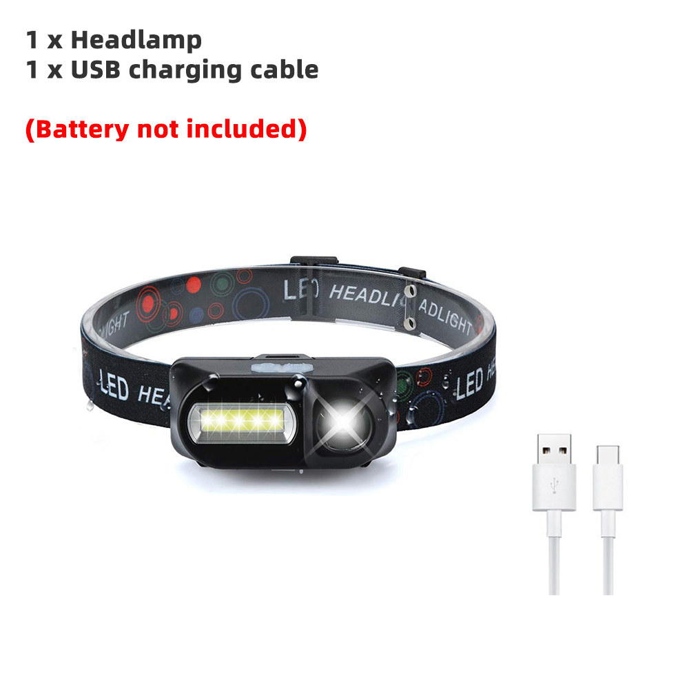 Fiske led pandelampe campinglys bærbar mini xpe cob usb pandelampe fiskeforlygte lommelygte lommelygte brug 18650: Blå