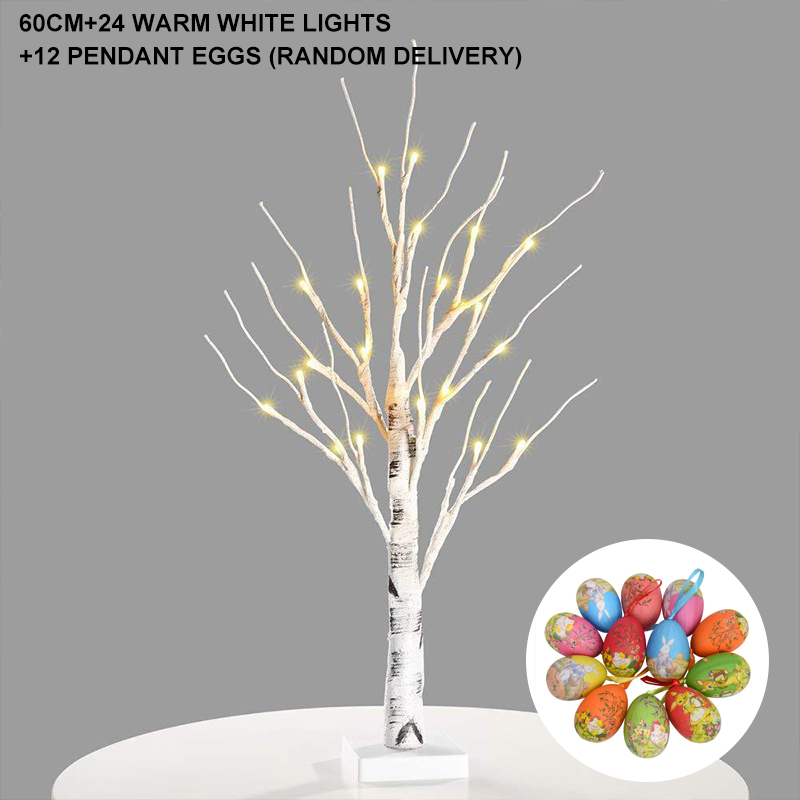 Easter Decor 2FT Easter Egg Floral Birch Tree Lights with Timer Centerpiece Decoration Tabletop for Easter Home Wedding: Easter tree set