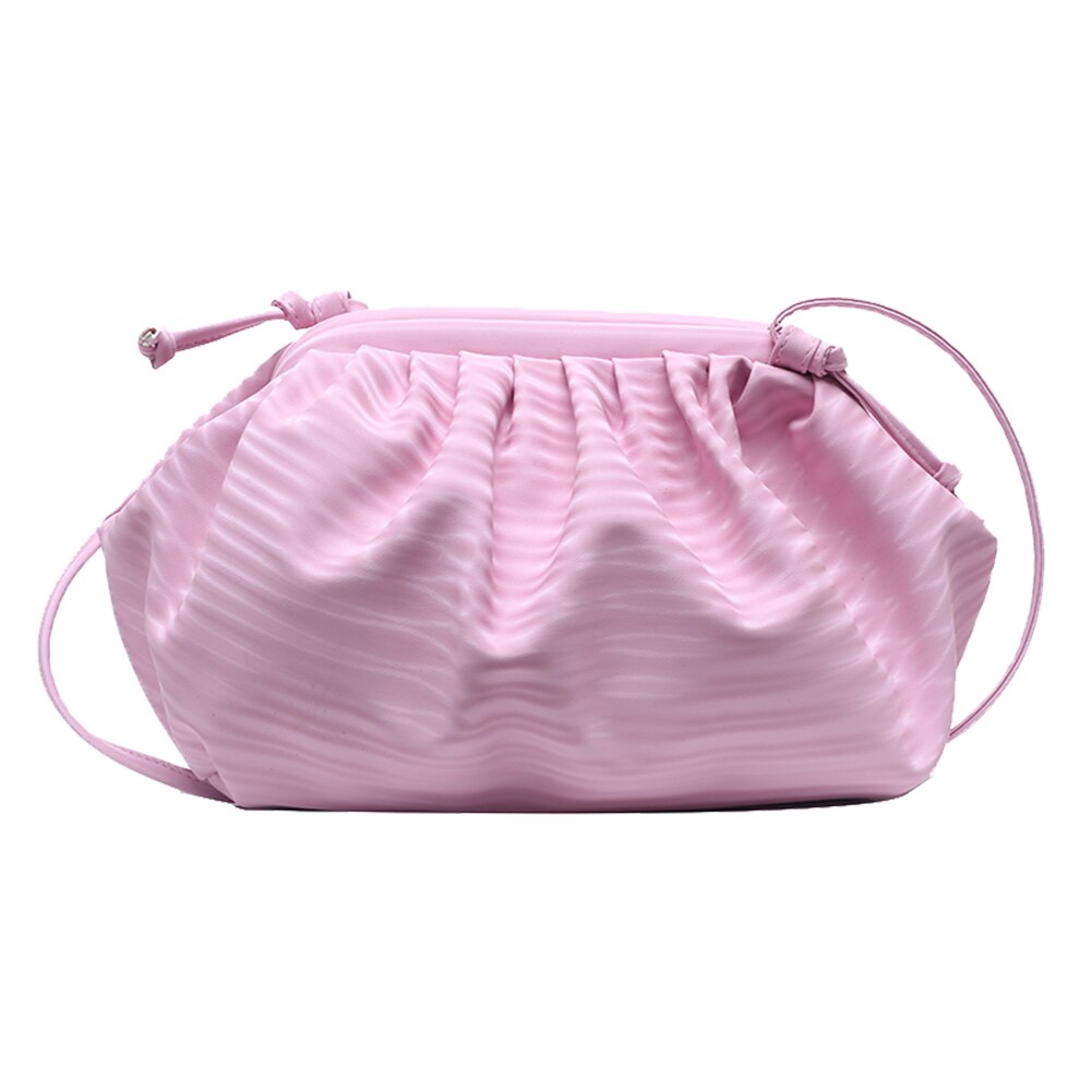 Einfache Feste Farbe Wolke Handtaschen Täglichen Plissee Schulter Bote Tasche für Frauen exquisit Einkaufstasche: Rosa