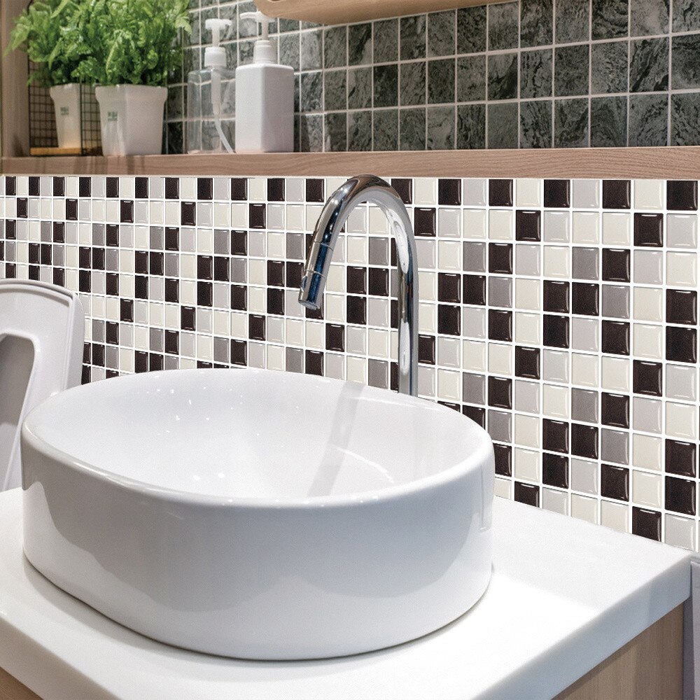 Pegatina de azulejo 3d para cocina, Adhesivo de pared contra salpicaduras, azulejos de mosaico autoadhesivos para baño, impermeable, bricolaje, decoración moderna para el hogar, 10 Uds., J20