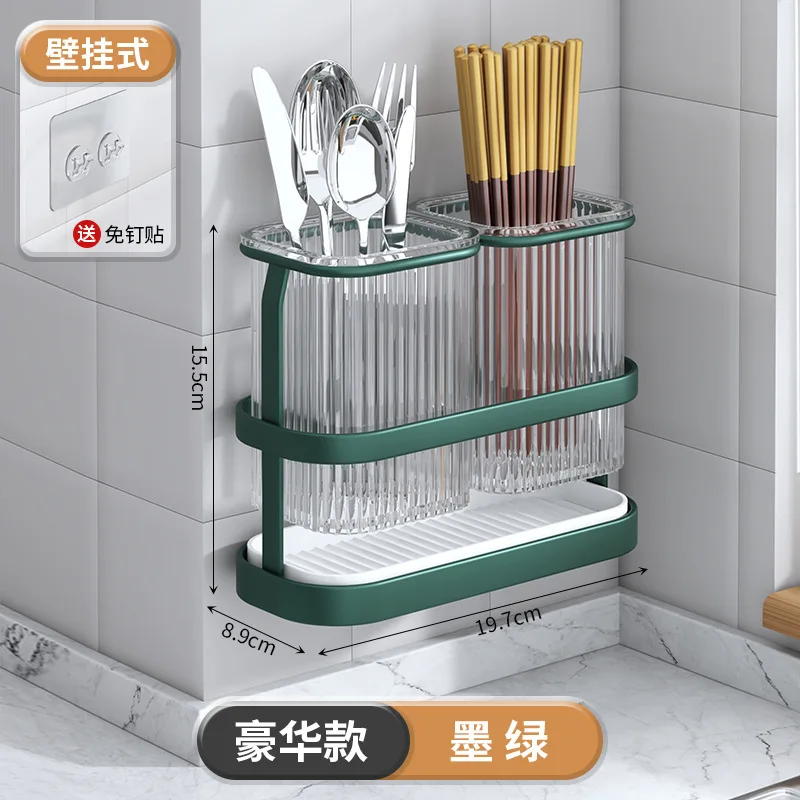 Organizer Gebruiksvoorwerp Houder Eetstokje Opbergrek Bestek Gootsteen Eetstokjes Keuken Lepel Vork Afvoer: Army Green