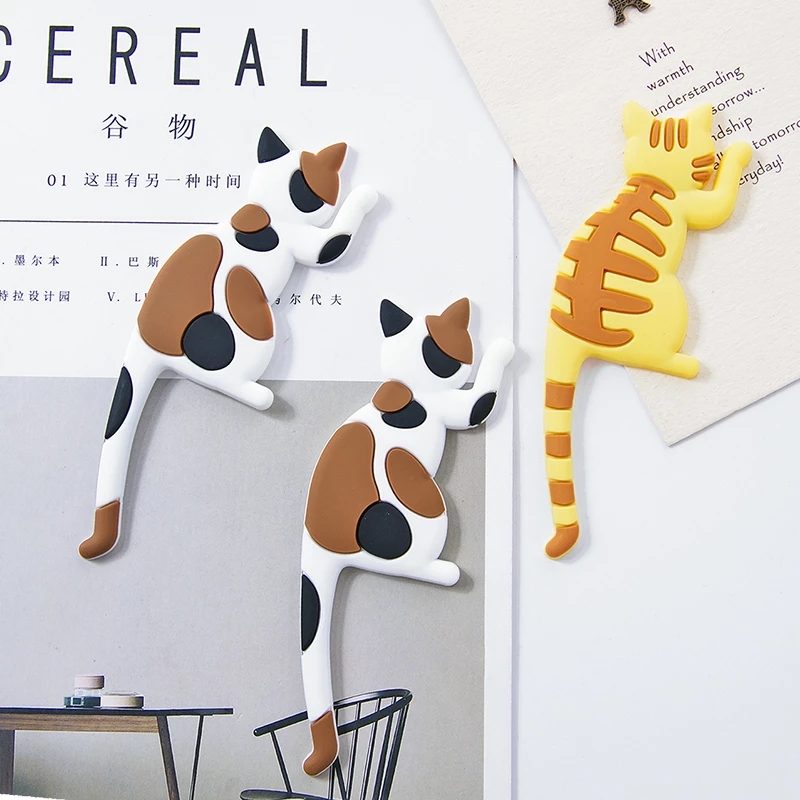 Cartoon Cat Tail Refrigerator Magnet Hook Cute Cat Home Powerful Magnet Hook Multi-functional Storage Hanging Hooks