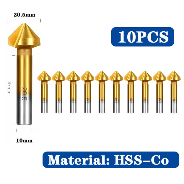 HSS Chamfer Chamfering Cutter End Mill Tool Countersink Drill Bit Set To Wood Stell Chamfer Cutter Power Tool 3 Flute 90 degree