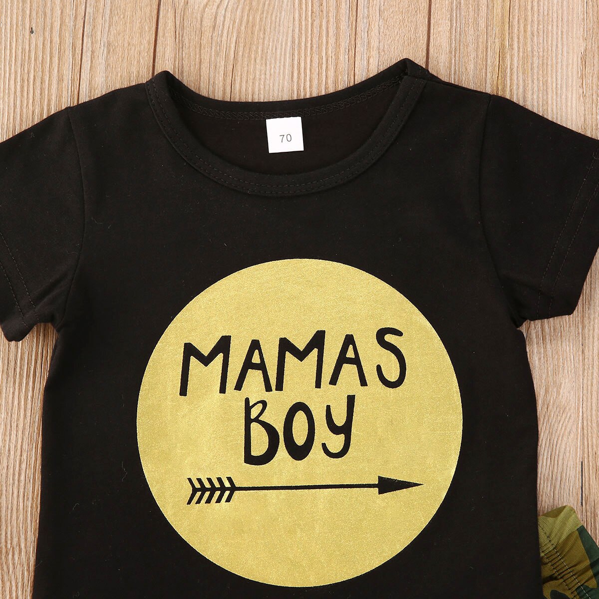 Peuter baby jongens katoenen korte mouwen t-shirt kinderen letter bedrukte top zomer camouflage broek outfit set