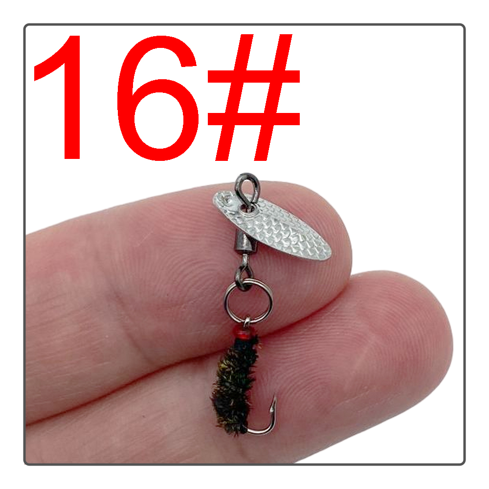 12#14#16#18#  fiskeagn fluefiske lokke fiskeskje ørret lokke enkelt krok svingbar skje lokke: Grønn
