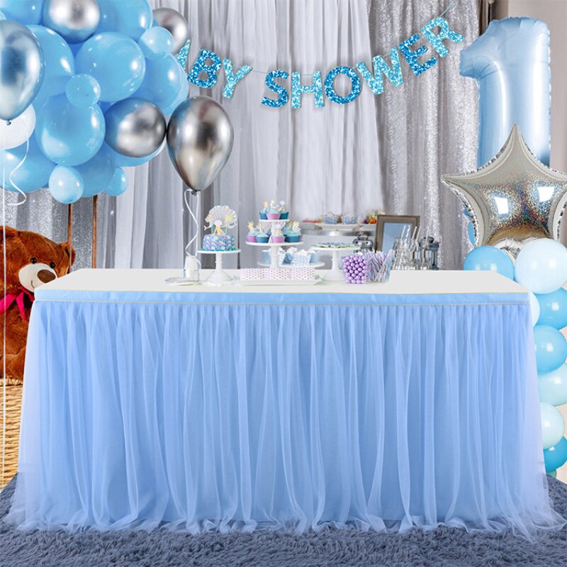 185 X77cm Table Skirts Tulle Table Cloth Tutu Table Skirt for Wedding Decorations Kids Birthday Party Baby Shower Home Decor