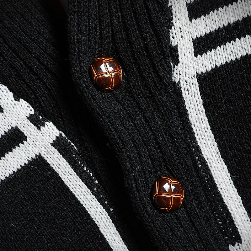Huncher Heren Gebreide Vest Mannen Herfst Winter Trui Oversized Koreaanse Gestreepte Patchwork Vesten Zwart Truien Voor Mannen