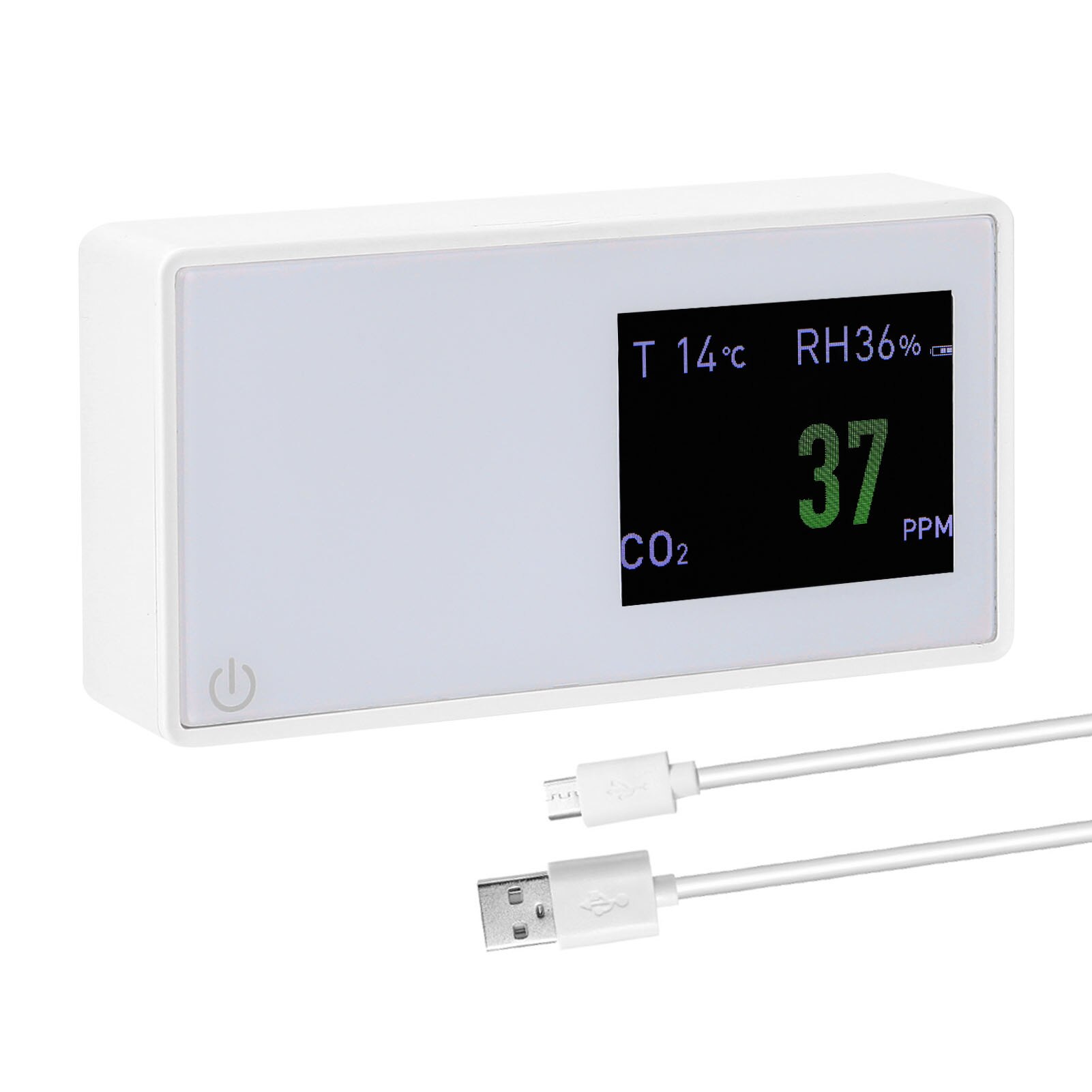 Air Monitor CO2 Meter CO2 Tester with Carbon Dioxide Value Electricity Quantity Temperature Humidity Display Function