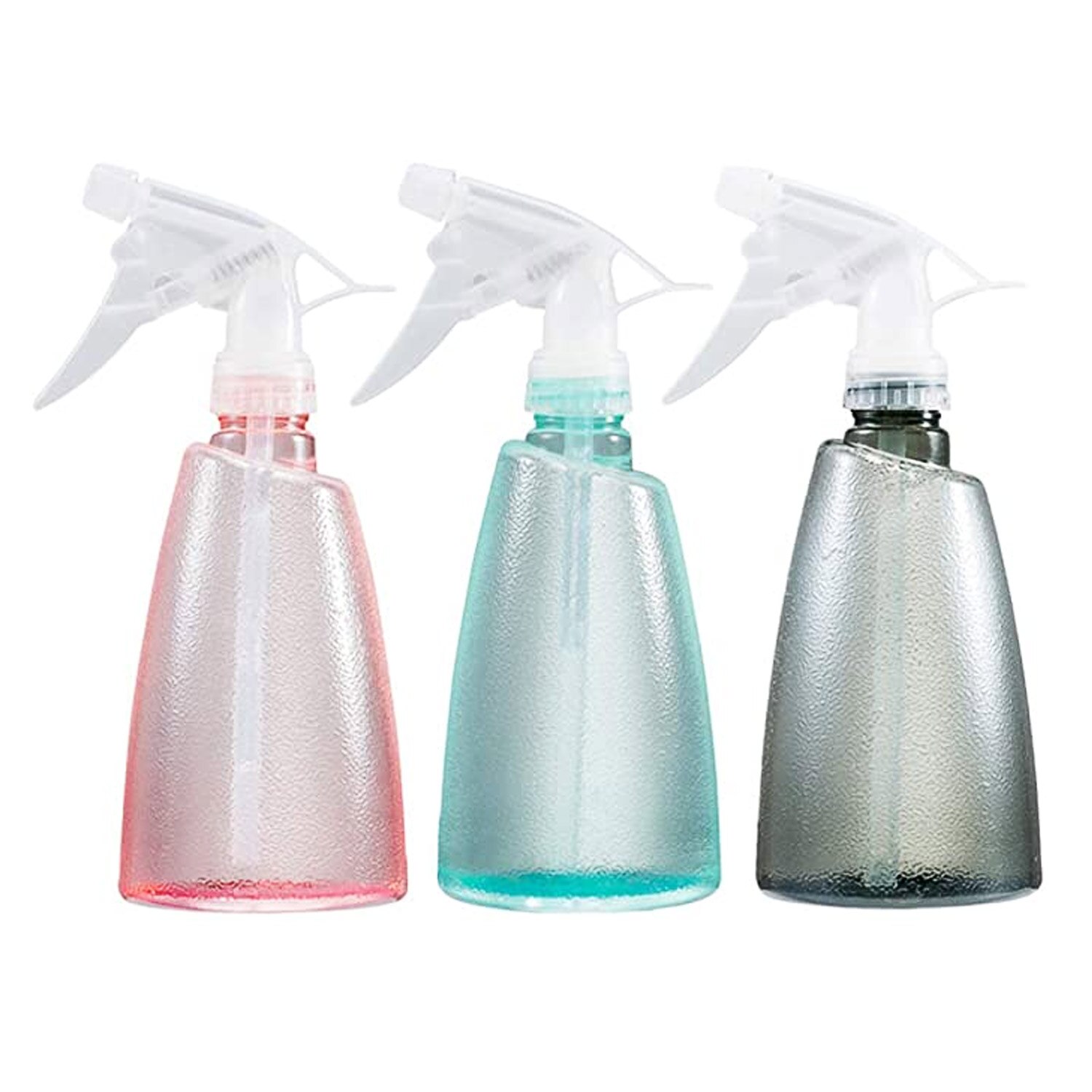 Behogar 3PCS Empty Plastic Mist Barber Spray Bottles with Trigger Adjustable Nozzle for Gardening Clean Disinfection Water Tools