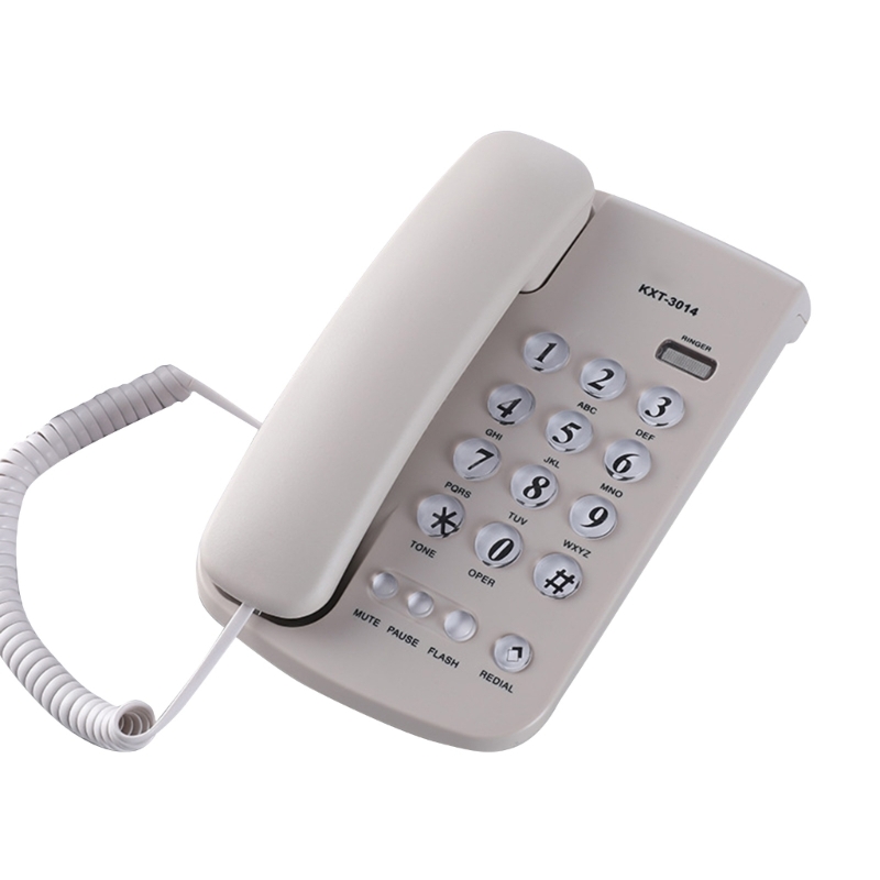 Vaste telefoon met snoer, bureautelefoon met grote knoppen, huistelefoon met snoer voor thuis, kantoor, hotel, badkamer: Wit