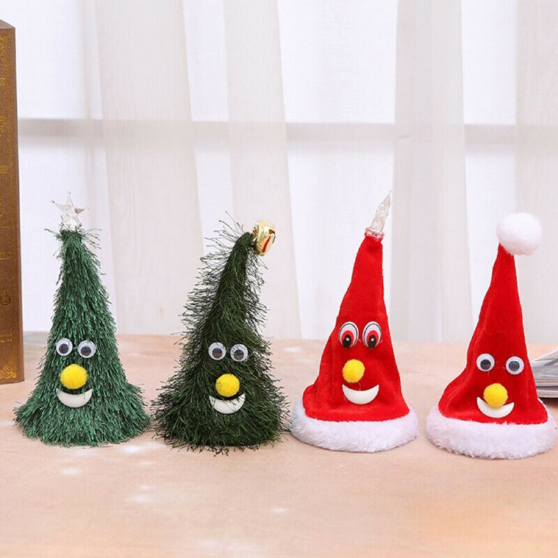 Nyeste jule flash træ xmas hat med stjerneklokker rystende hat musik leg børn jul