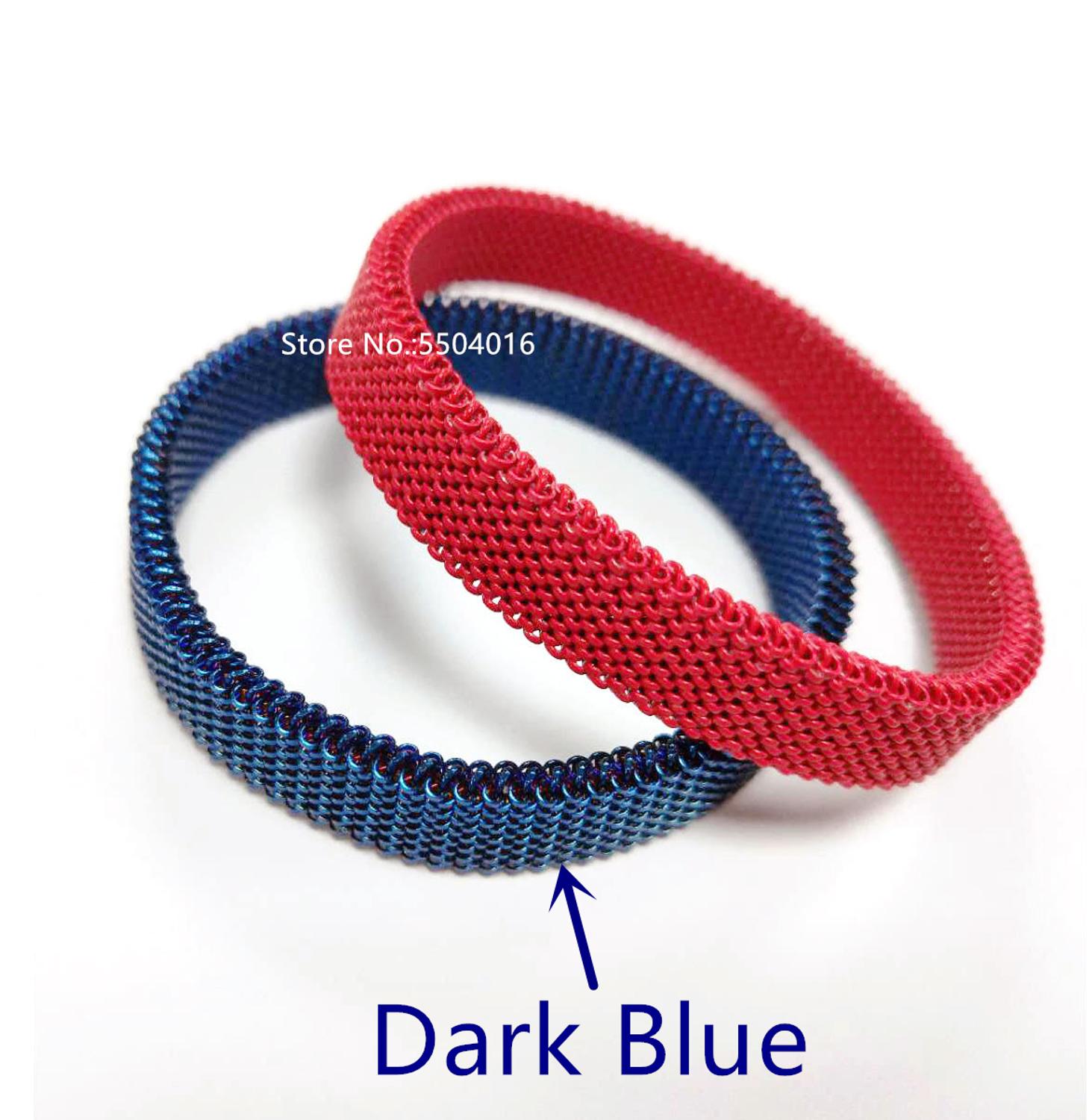 jewelry retro Adjustable Titanium Stainless Steel Women Stretch Mesh Simple style Bracelets: Dark Blue