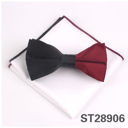 Solid Bowtie and Pocket Square Set Patchwork Bow Tie Suits Hanky Sets For Men Adult Ties Handkerchiefs Towels Scarves: ST28906