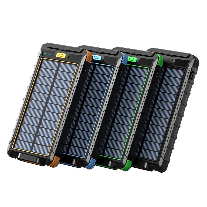 20000Mah Solar Power Bank Voor Iphone 11 Samsung Xiaomi Powerbank Waterdichte Solar Externe Batterij Poverbank Met Led Licht